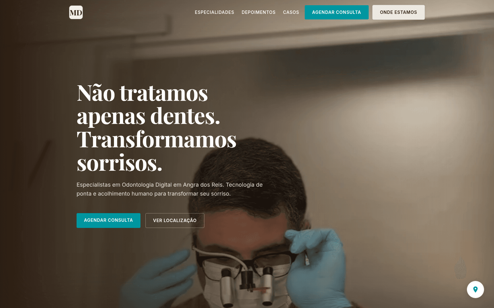 Captura de tela do site MD Odontologia