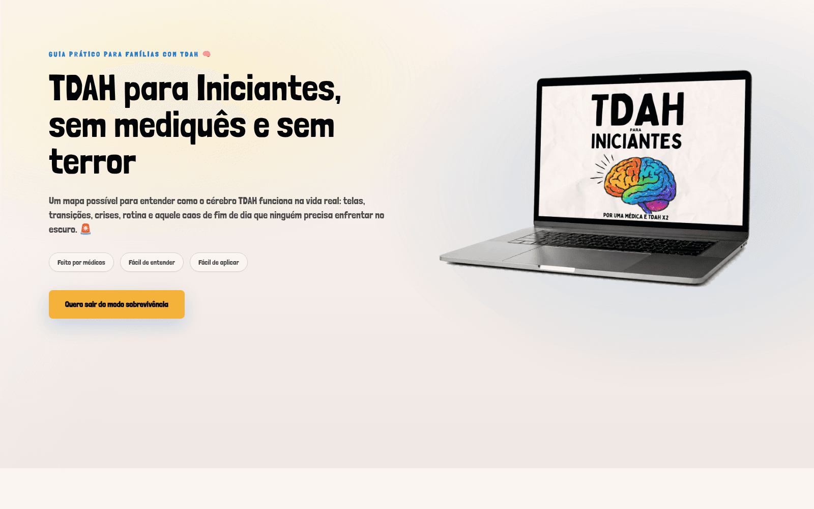 Captura de tela do site TDAH para Iniciantes